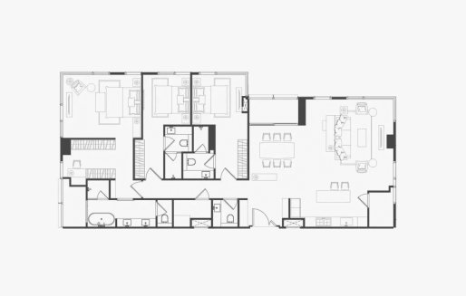 Планировка квартиры 3 спальни в ЖК The Residences 38 № 11010 (2D)