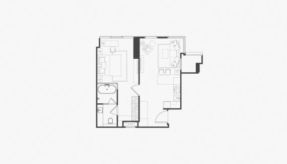 Планировка квартиры 1 спальня в ЖК The Residences 38 № 11006 (2D)