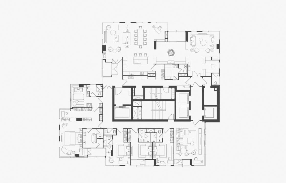 Планировка пентхауса 5 спален в ЖК The Residences 38 № 11012