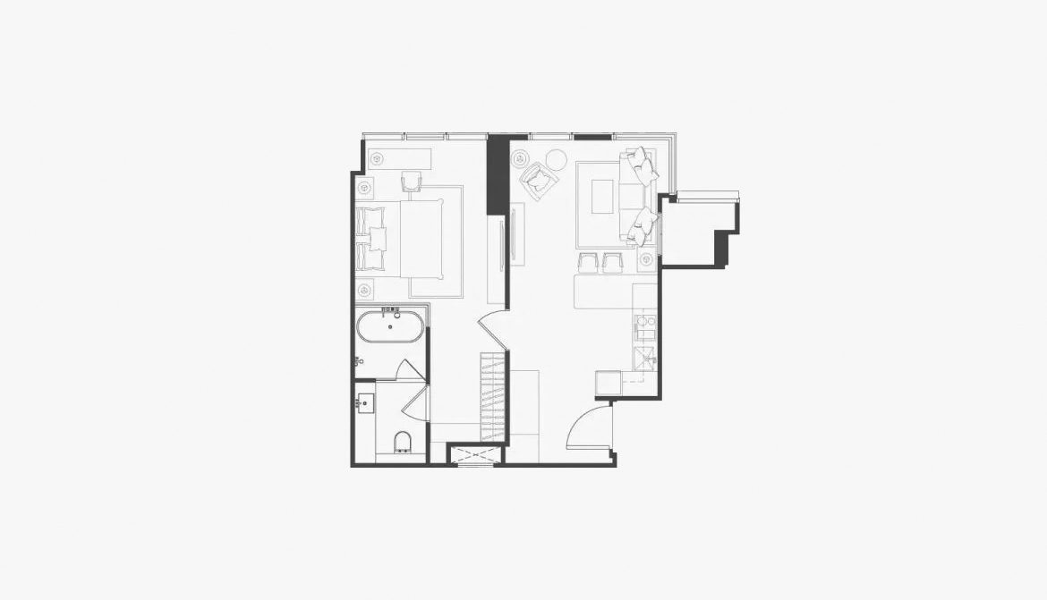 Apartment floor plan, 1 bedroom in The Residences 38 No. 11006