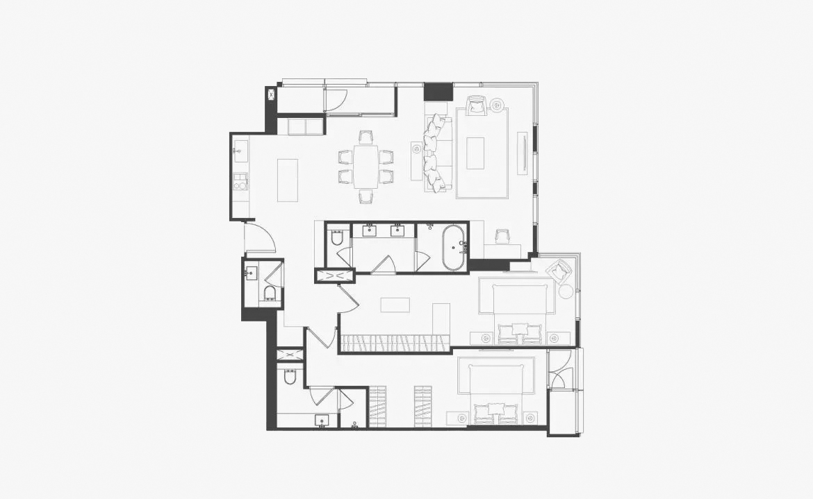 Apartment floor plan, 2 bedrooms in The Residences 38 No. 11009